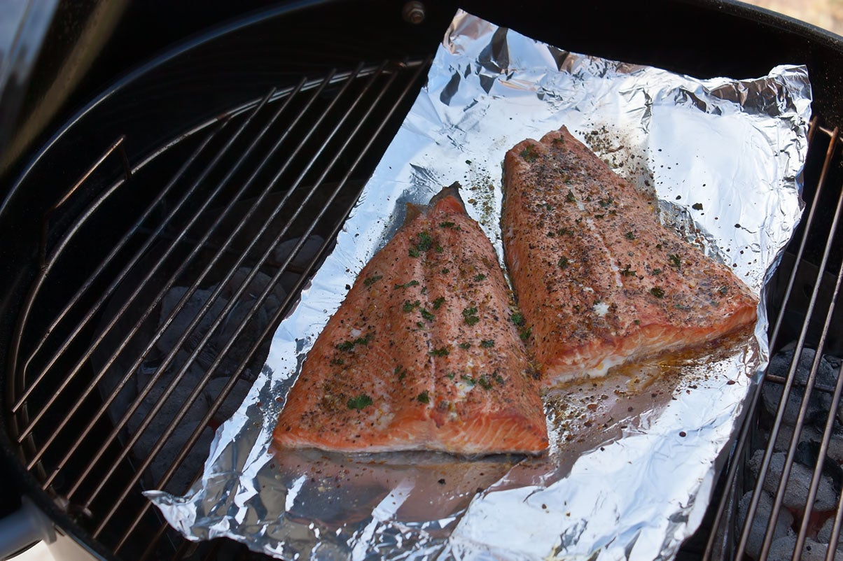 Grilled Steelhead Salmon on the er